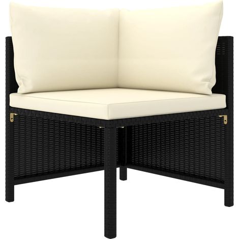 Canapé de jardin,Canapé d'extérieur,Sofa de jardin à 4 places avec coussins Noir Résine tressée CFW789902 (1/5)