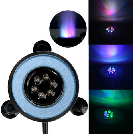 Éclairage LED pour aquarium, diffuseur d'air lumineux coloré, lampe à bulles pour aquarium, bassin et étang.