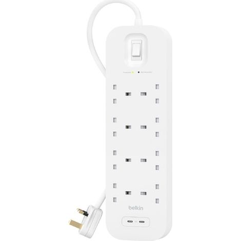 Parafoudre Belkin Multiprise parafoudre 8 prises avec 2 ports USB C, blanc. (1/5)