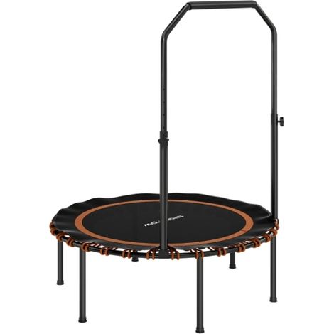 40 Inch Foldable Fitness Trampoline with Handle for Home Workouts - Compact Rebounder in Orange Color