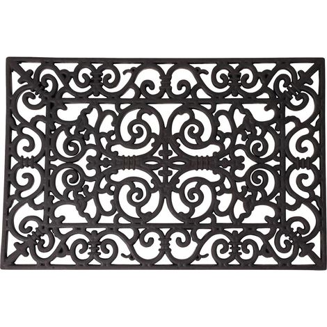 Esschert Design – Paillasson en caoutchouc 70 x 45 cm – Surface en relief pour nettoyage efficace – Résistant aux intempéries – Pour entrée, terrasse, patio (1/2)