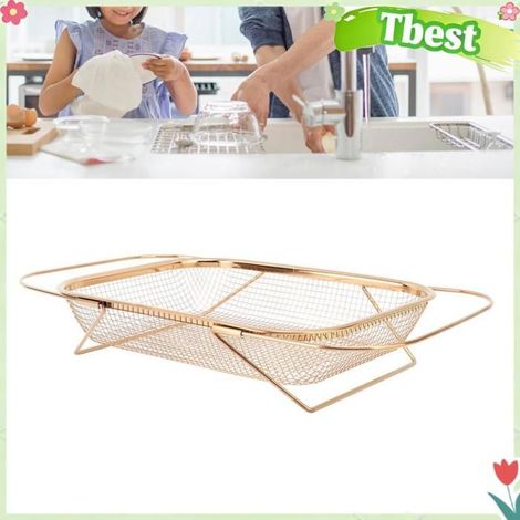 HURRISE Passoire Égouttoir Sur Évier en Acier Inoxydable Panier, Pratique et Expandable Cuisine Or Rose (1/5)
