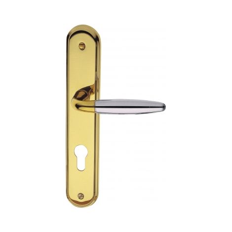 Ouvre&Déco – Lot de 2 poignées de porte ROBIN – Laiton poli brillant – Entraxe 195 mm – Compatible avec serrures à relevage – Endurance 200 000 cycles (1/2)