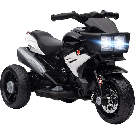 Moto Elettrica per Bambini 3-5 Anni 86x42x52 cm con 3 Ruote Luci e Suoni Batteria 6V Nero (1/5)