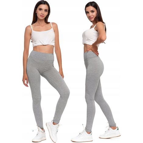 Leggings opaques gris taille haute pour femme, modèle Classic Moraj, tailles L/XL (1/5)