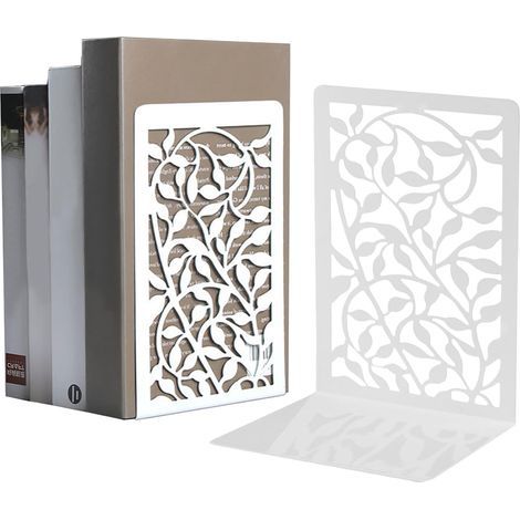 paire de serre-livres pour livres lourds, serre-livres en métal blanc, presse-livres pour étagère, serre-livres pour ranger les livres à la maison, au bureau, à l'école (1/5)
