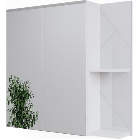 Badspiegelschrank Irma, Weiß Hochglanz, 80 x 75 cm, Vicco