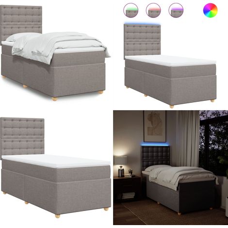 Giroletto a Molle con Materasso Tortora 90x200 cm inTessuto - Materasso a molle insacchettate - Letto con testiera regolabile