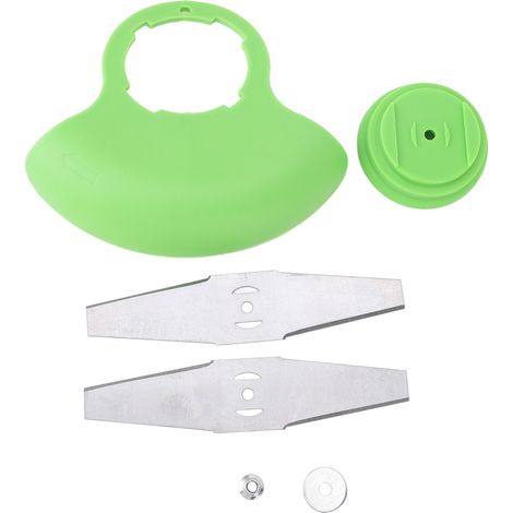 Jeu de lames en acier inoxydable pour débroussailleuse électrique – 2 lames droites, déflecteur, support, vis et écrou (1/5)