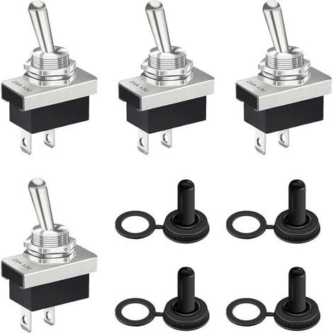 4-stufiger Wippschalter, 12 V, wasserdicht, 25 A, SPST, Ein/Aus, 2-Positionen-Schalter mit wasserdichter Kappe, für Auto, elektronische Geräte, Außen- und Innenanwendungen (1/5)
