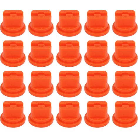 Lot de 20 buses de pulvérisation plates à jet plat en plastique haute pression pour pulvérisateur agricole, pour la protection des plantes, couleur orange. (1/5)
