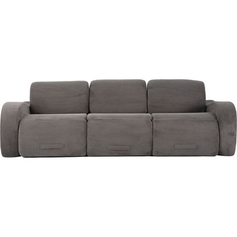 Divano modulare angolare con letto in velluto a coste grigio MODENUIT (1/5)