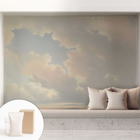 Papier peint intissé avec imprimé pour décoration intérieure pour rénovation a motif - Colle incluse gratuite Ciel pastel 208x146 cm (1/5)