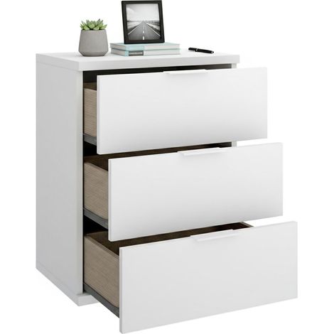 Mesita Blythe, un Estante, 3 Cajones, Apertura Deslizante, 34x42x57h cm Blanco
