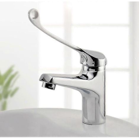 Robinet mitigeur de lavabo Medical Lever, robinet de salle de bain PMR, chromé, argent (1/5)