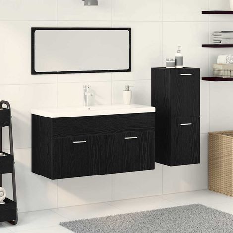 Bathroom Furniture Set 4 pcs Black Oak 90 x 38.5 x 50 cm vidaXL (1/5)
