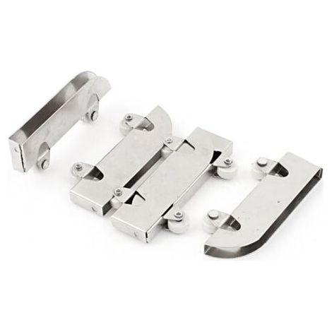 QORVA-Roulettes pour portes coulissantes en verre, doubles roues, acier inoxydable, 5 mm (1/4)