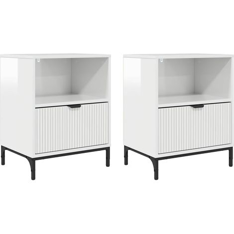 Maison Exclusive - Armario de Noche 2 pcs Blanco brillante 49 x 3 (1/5)