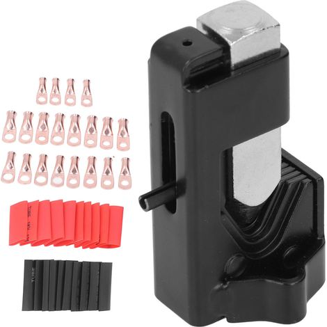 Outil de sertissage de cosses de câble de batterie, marteau sertisseur de cosses de batterie avec 20 cosses et 20 gaines thermorétractables pour câbles de 8 AWG à 0000 AWG. (1/5)