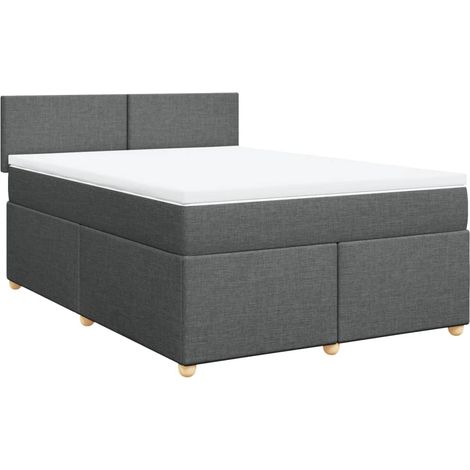 Maison Exclusive - Cama box spring con colchón tela gris oscuro 1 (1/5)