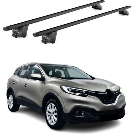 OMAC Barres de toit aluminium certifiées TÜV pour Renault Kadjar 2015-2022 – Pour rails de toit intégrés – Rainure en T – Charge max 100 kg – 2 antivols Noir (1/4)