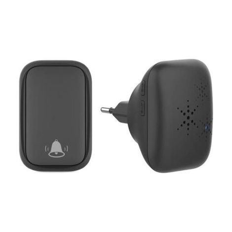Schwarze, kabellose Türklingel, autarke Türklingel, keine Batterie erforderlich, kabelloser Türgong, wasserdichter Druckknopf (150 m Reichweite) (1/5)