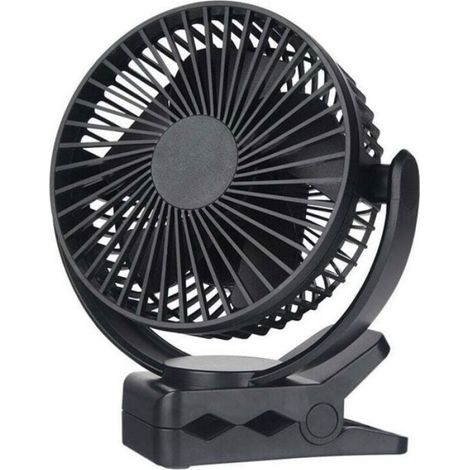 Ventilateur Pince USB - 5.5 Pouces - Batterie 5000 mAh - 3 Vitesses - Rotation Tête et Base 360° - Pour Bureau Maison Voiture - 1 Pièce (1/4)
