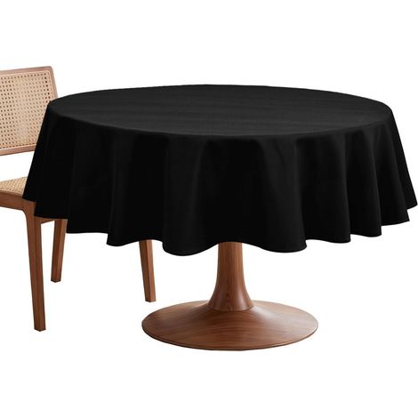Runde Tischdecke 160 cm Outdoor wetterfest abwaschbar schwarz Polyester