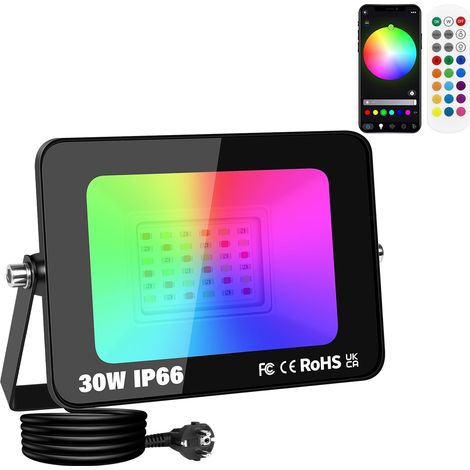 1 x Projecteur LED RGB Extérieur, 30W Changement de Couleur (1/5)
