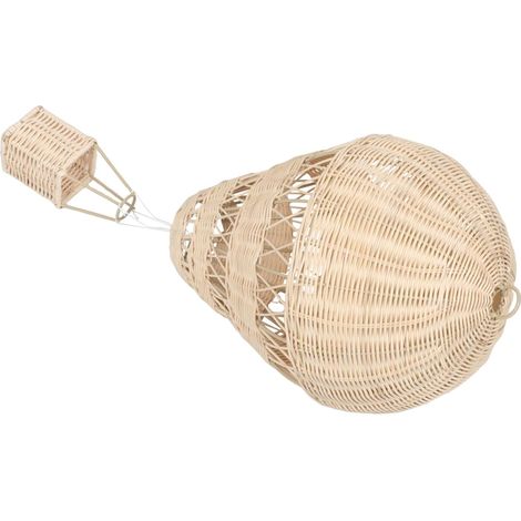 Montgolfière Décorative Tissée la Main en Rotin Synthétique Beige avec Lumière LED, Accessoire de Photographie et Décoration Pastorale pour Chambre D'garçon et Filles (1/5)