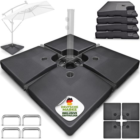 tillvex Base per ombrellone antracite 90 litri / 120 kg - 4 pezzi per ombrellone a braccio inclusi connettori metallici  Il peso dell'ombrellone può essere riempito con acqua o sabbia  Base per ombrel