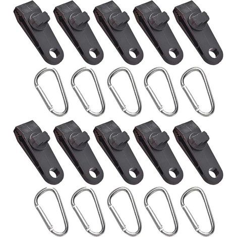 10Pcs Tarp Clips Auvent Pince, Multipurpose Heavy Duty Tarp Clips avec Conception De Pince De Verrouillage pour Camping en Plein Air, Tente, Auvent, Bannière Serrer (1/5)