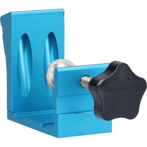 Jig de perçage oblique 15° en alliage d'aluminium, kit d'accessoire de menuiserie avec gabarit de positionnement bleu (1/5)
