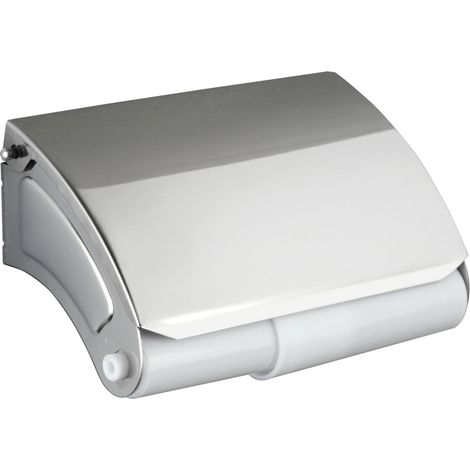 Support papier toilette mural, porte papier toilette avec couvercle, Basic, Acier Inox, 14x7,5x8,5 cm, Brillant (1/5)