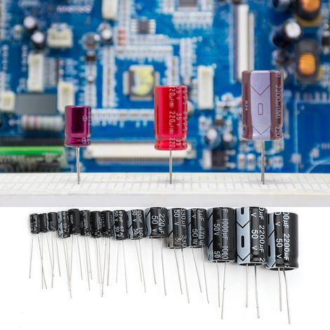 Kit de 150 condensateurs électrolytiques 50 V, assortiment de condensateurs électrolytiques de 1 µF à 2200 µF (1/5)