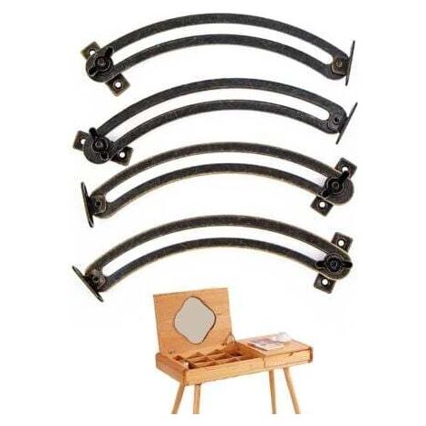 Scharnierstütze für Deckel und Tür, 4 Stück, Vintage, gebogen und verstellbar, für Schranktüren, Möbel, Kleiderschränke, Spielzeugkisten, Tatami-Matten, Decken