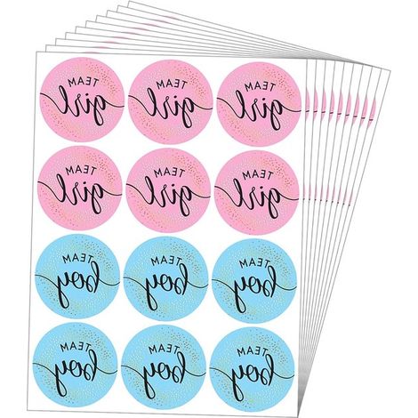 120 autocollants pour révélation du sexe du bébé, pour la décoration de baby shower, équipe garçon et équipe fille, décoration idéale pour les fêtes et les jeux. (1/5)
