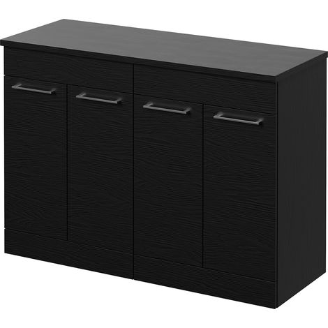 Napoli 460 Nero Oak 1200mm 4 Door Vanity Unit for Countertop Basins - 1200mm - Chrome 160mm Handle