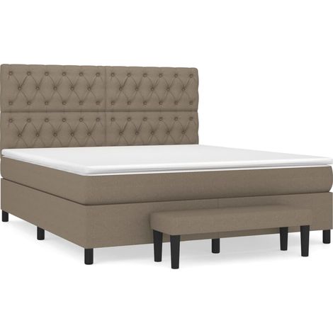 Maison Exclusive - Sommier à lattes de lit avec matelas Taupe 160x200 cm Tissu (1/5)