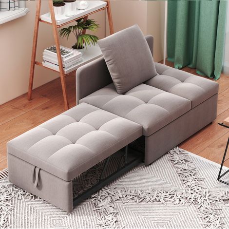 Sofá cama 3 en 1 reclinable de lino 177 cm OKMYHOME (1/5)