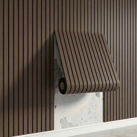 2 Rouleau d'autocollant mural 3D effet maille — 300 x 40 cm — Papier peint décoratif, panneau mural autocollant, idéal pour le salon (Marron foncé) (1/5)