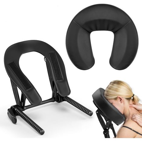 Universal Adjustable Face Massage Table with Cradle and Headrest,  Memory Foam Face Cushion for 3-7 Inch Mattresses,  Black Spa Massage Bed (1/5)