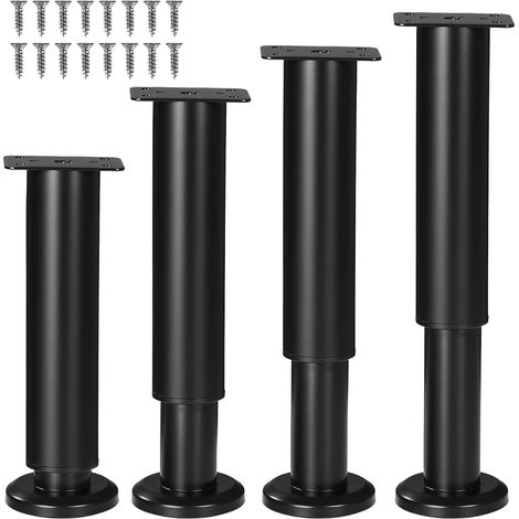 MIMOSON-8 Pièces Pieds de Meuble, 18-30cm Pied de Meuble Reglable , pieds de meubles en métal noir, adaptés aux pieds de meubles DIY pour armoires, canapés, tables, chaises, supports TV et tables de c (1/5)