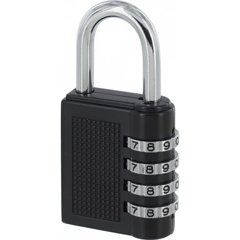 Lucchetto a combinazione Compact 04, 4 cifre, interno, arco in acciaio, 40mm, nero - THIRARD