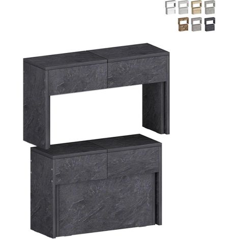Juego de 2 bancos extensibles 66 - 290 cm para mesa de comedor Pratika A + B - Antracita (1/5)