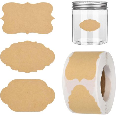500 hojas de pegatinas de papel kraft, ideales para manualidades, decoración de regalos y botellas, bolsas de regalo y sobres (2 rollos). (1/5)