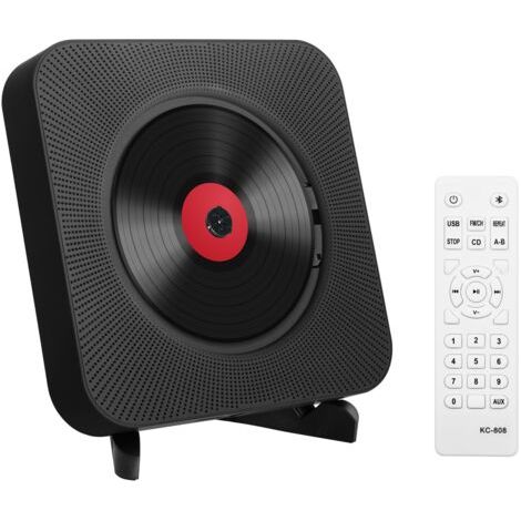 BUNTHAUS Lecteur CD Portable de Bureau avec Bluetooth – Lecteur CD de Musique Kpop Double Haut-parleurs HiFi intégré CD Mural Multifonction avec télécommande (Noir) (1/5)