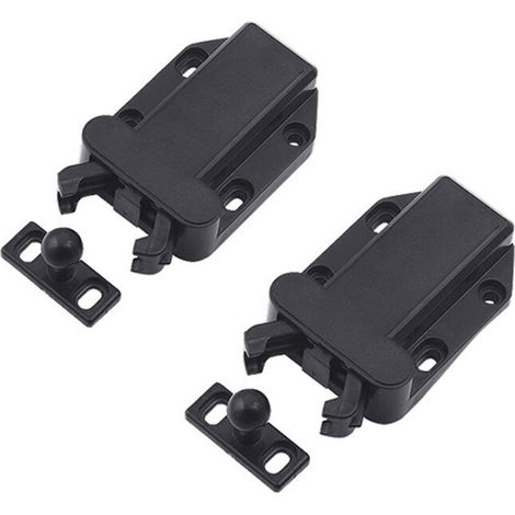 Lot de 2 Pièces Loquets à Libération Tactile, Loquet Push Open pour Placards, Portes et Tiroirs, Loquet de porte dissimulé, Avec Vis, Noir,Lilaris, Ensoleillé (1/5)
