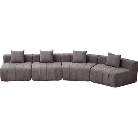 Sofá modular curvo de chenilla gris con 2 cojines MODENUIT (1/5)