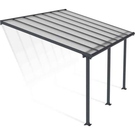 Patio Cover Olympia 3 x 4.25 Clear - Polycarbonate - L425 x W300 x H305 cm - Grey